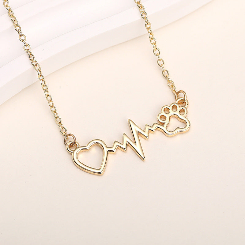 Cat Paw Necklace Heartbeat Chart - Norellé