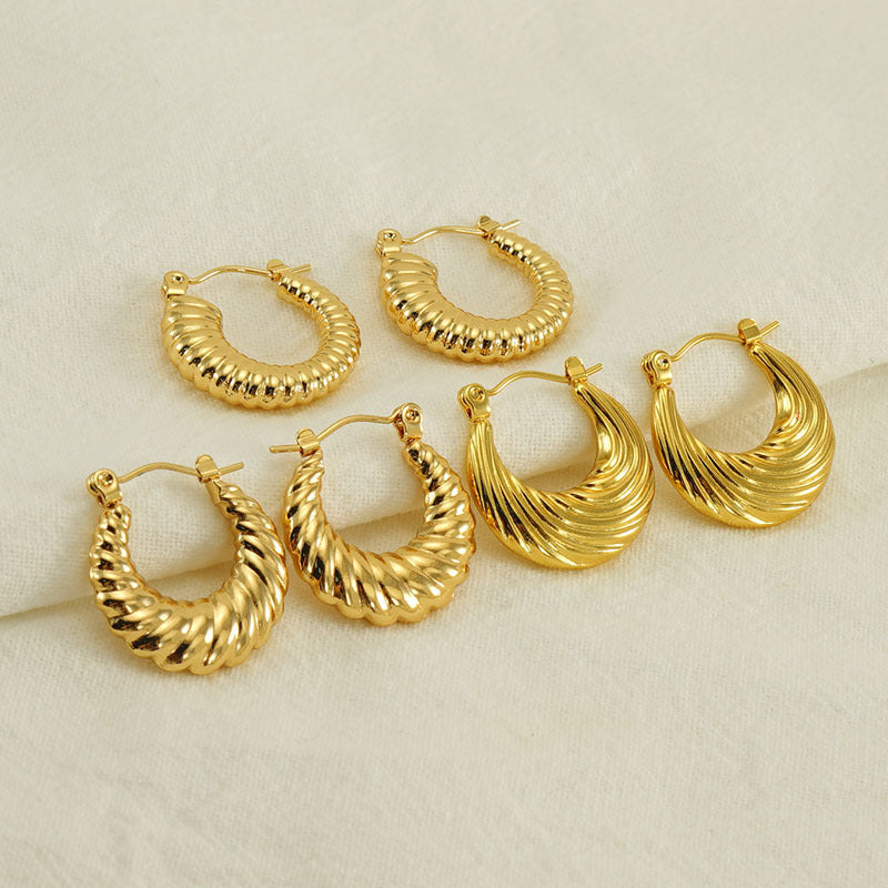 Titanium Steel Round Twist Stud Earrings High Sense - Norellé