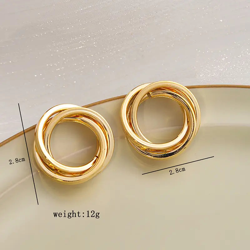 Silver Needle Retro Hoop Earrings