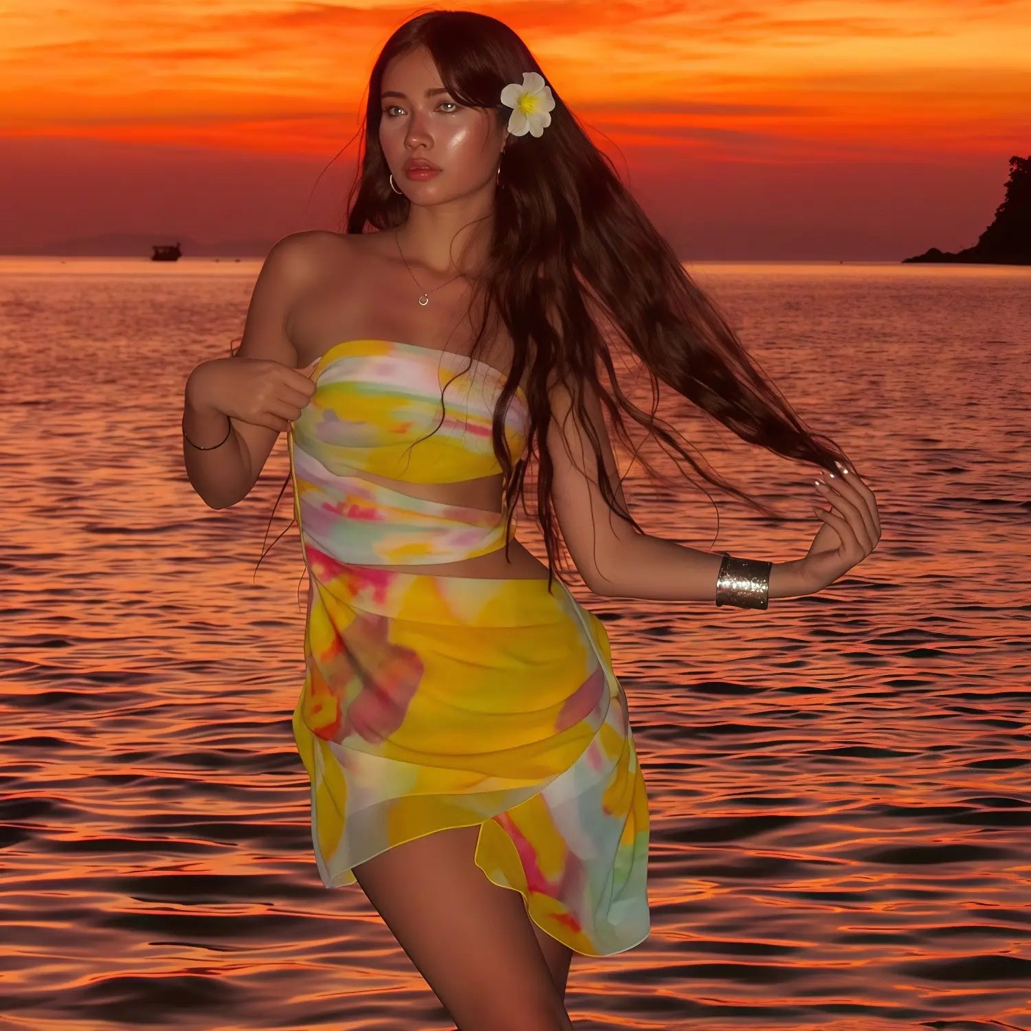 Beach Off-shoulder Tube Top Waist Hip Dress