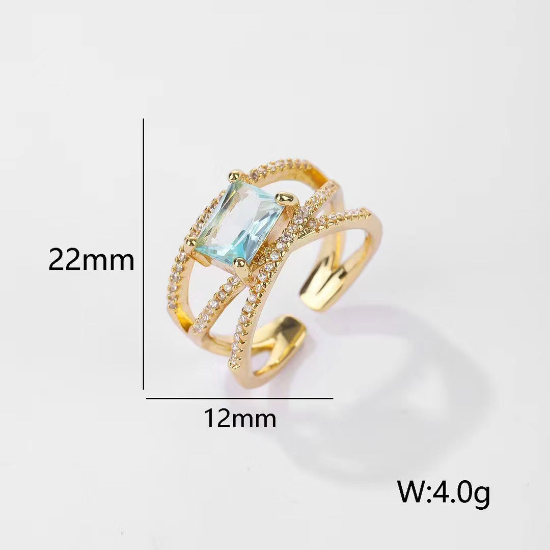Retro Gemstone Affordable Luxury Fashion Open-end Personality Ring - Norellé