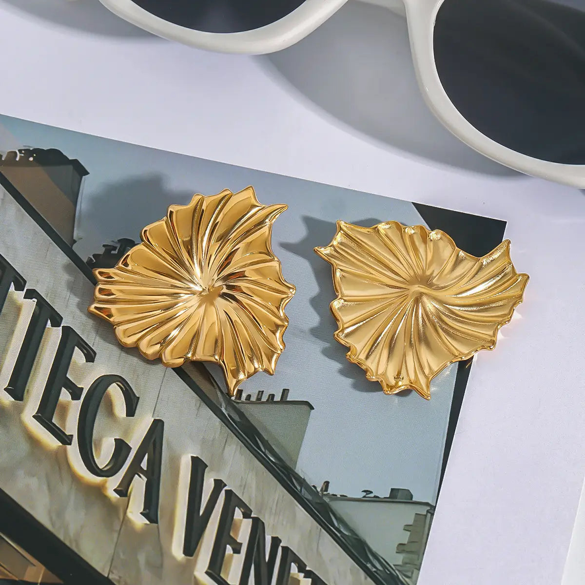 Sculpted Petal Gold Earrings