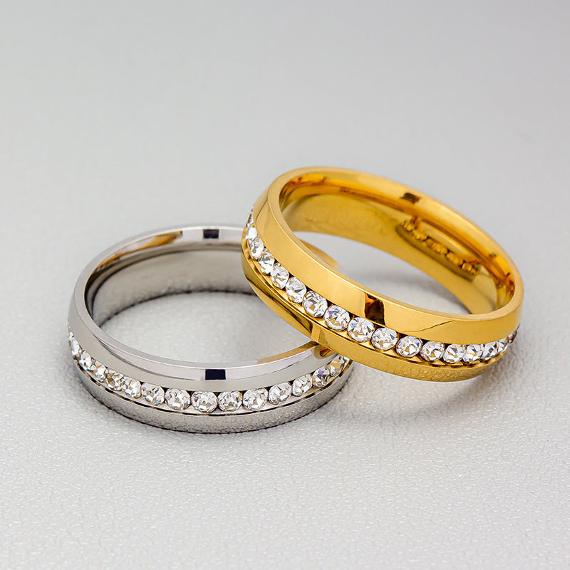 Personalized Fashion Single Row Diamond Ring Stainless Steel - Norellé
