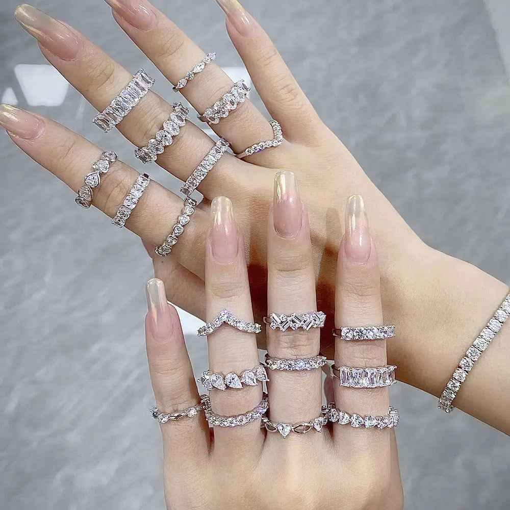 S925 Sterling Silver Zircon Row Diamond Ring - Norellé