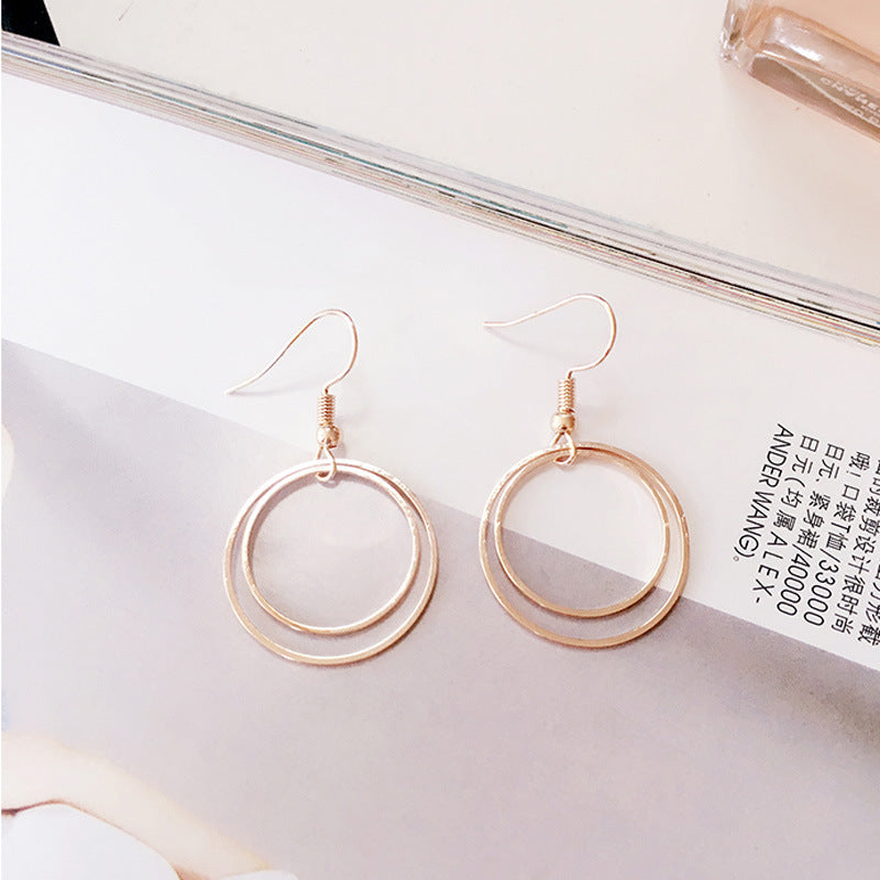 Metal Double-layer Geometric Small Circle - Norellé