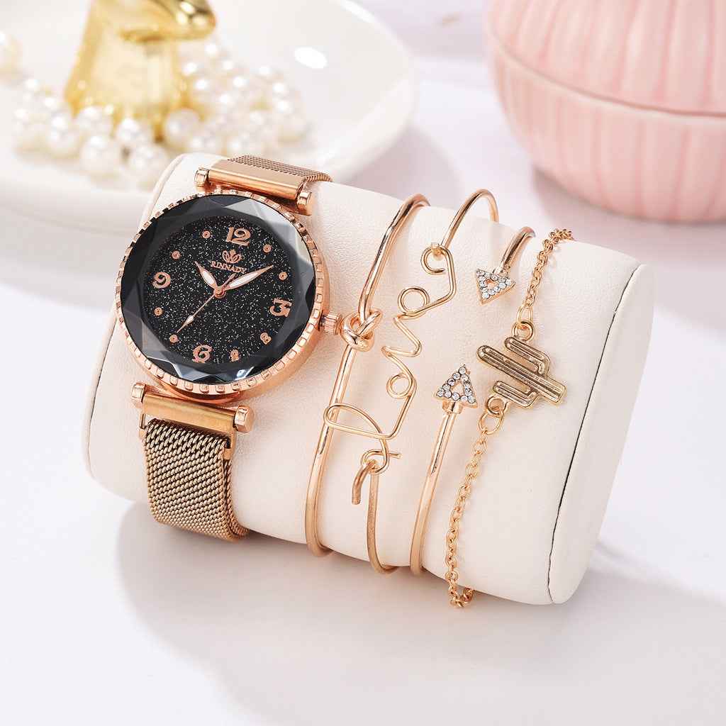 Women Watches Starry Sky Magnet Buckle Fashion Bracelet Wristwatch Roman Numeral Simple Clock Gift - Norellé