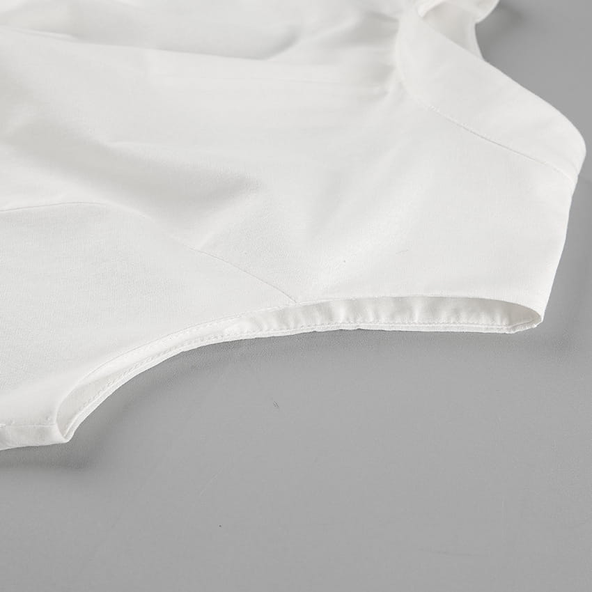 White Cotton Linen Sleeveless Stand Collar Top Slit Loose Long Skirt Two-piece Set