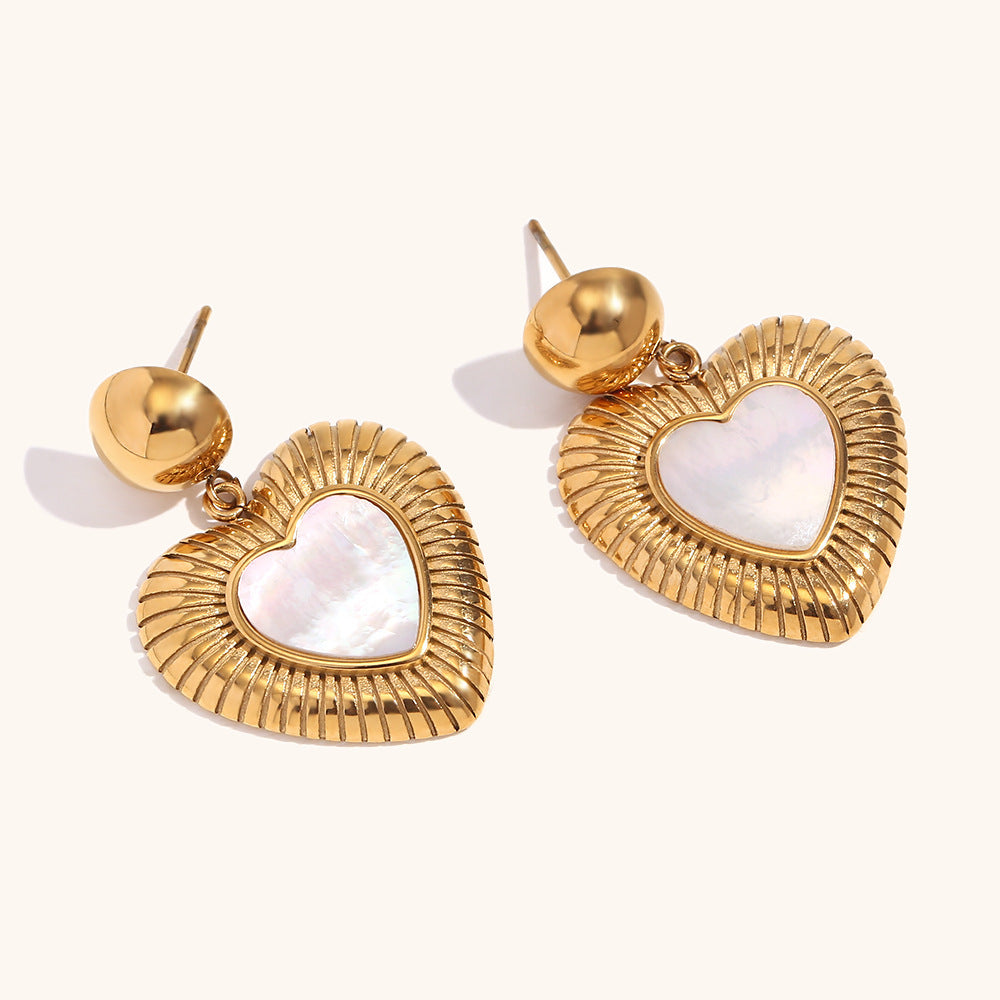 Retro Stainless Steel Gold Shell Light Earrings For Women - Norellé