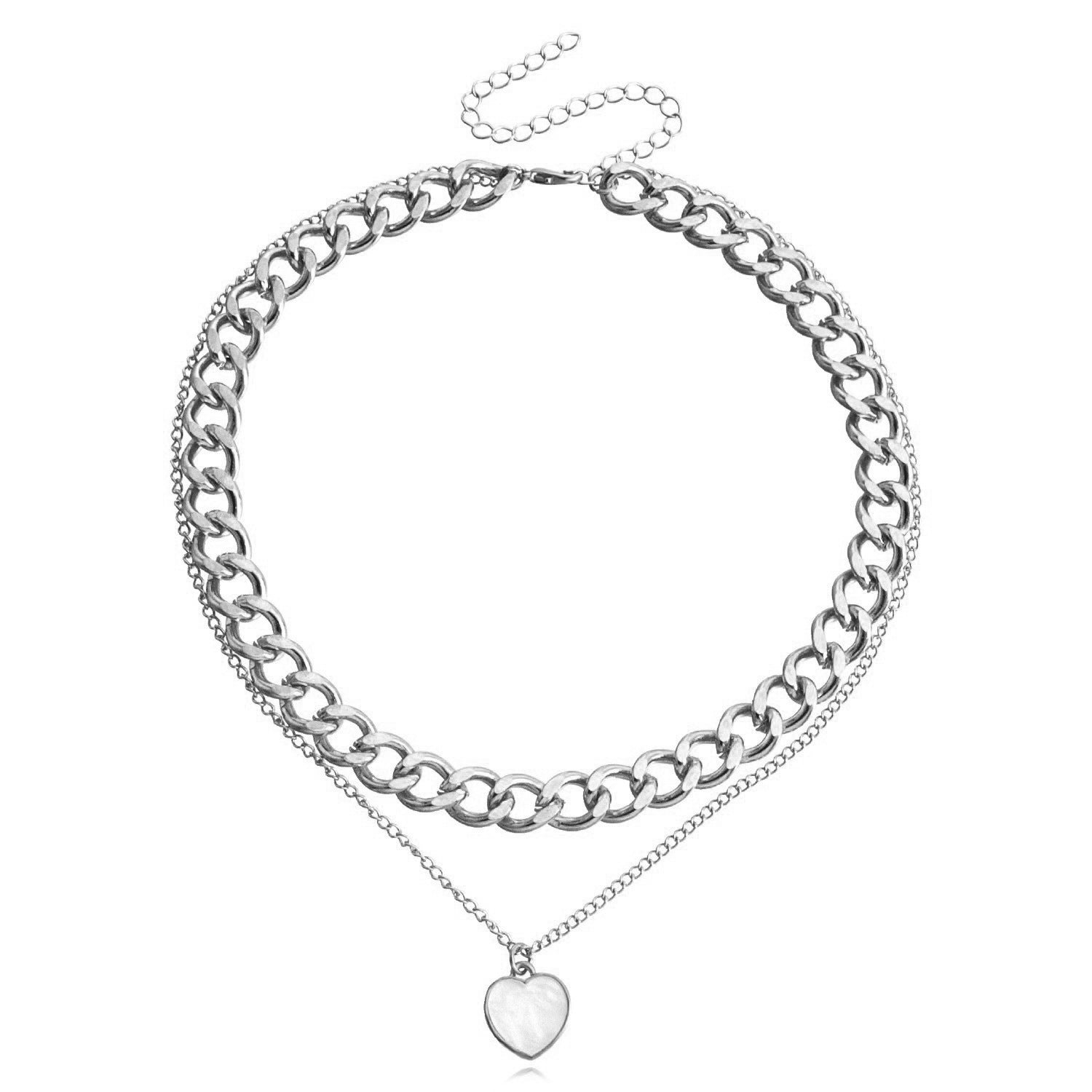 Double Layer White Shell Necklace Fashion Personality Metal - Norellé