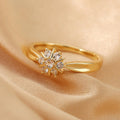Flower Rhinestone-embedded Personalized Niche Design Shank Ring - Norellé