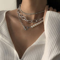 Retro Style Personality Pearl OT Buckle Necklace - Norellé