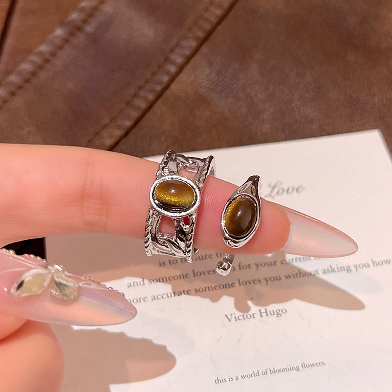 Rad Tigereye Heavy Industry Ring Female Switchable Index Finger Ring - Norellé