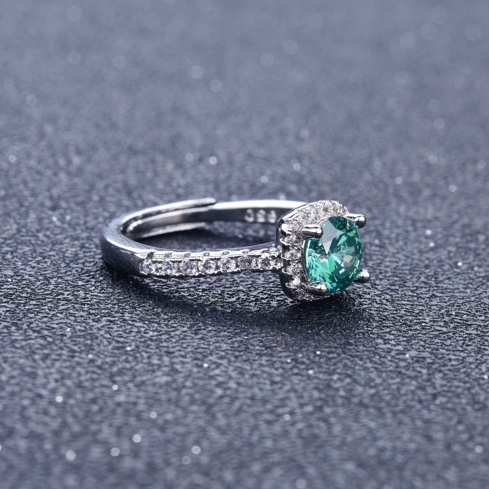Blue Green Zircon Ring Classic 1 Karat Square Bag Luxury Niche Women's Ring - Norellé