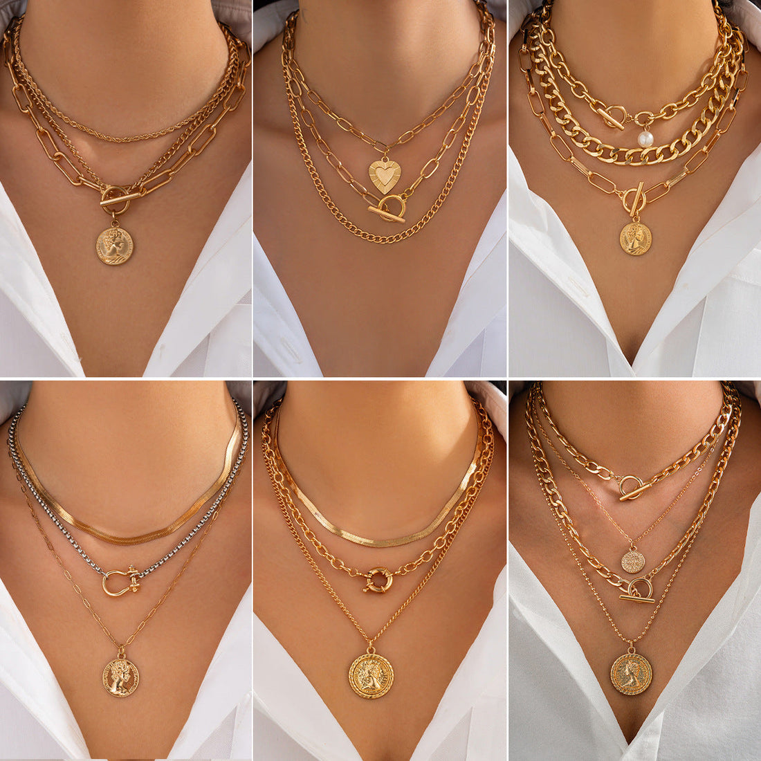 Vintage Ins Portrait Pendant Necklace Suit - Norellé