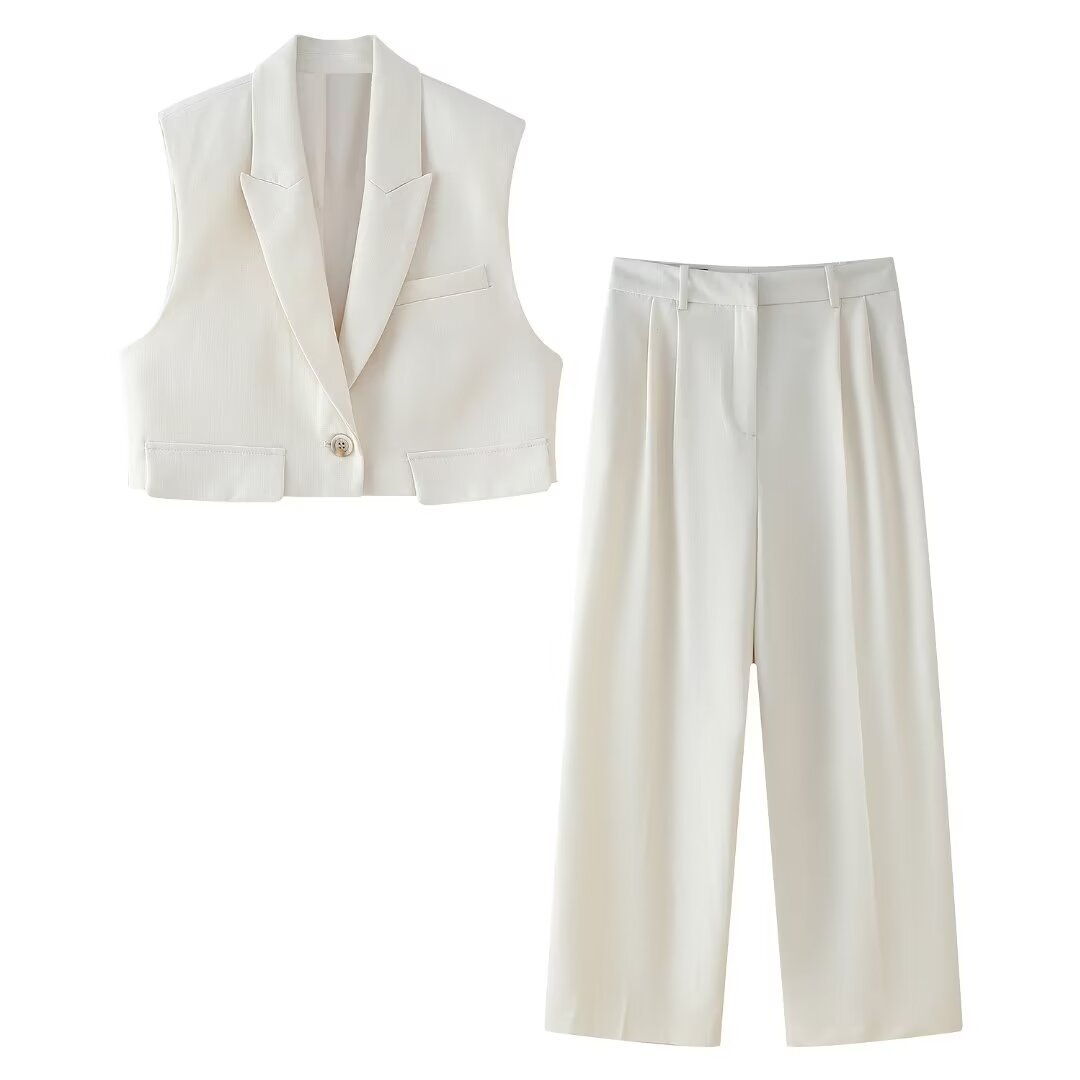 Sleeveless Short Vest Top Wide Leg Trousers - Norellé