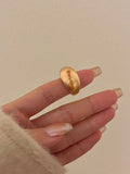 Metal Brushed Matte Surface Wide Ring - Norellé