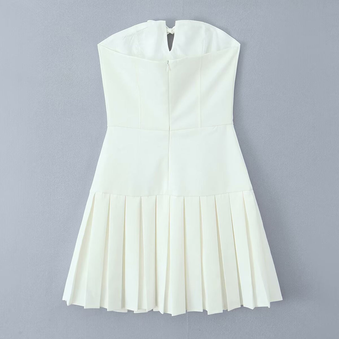 Tube Top Bow Bandage Slim-fitting Patchwork Pleated Dress - Norellé