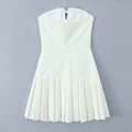 Tube Top Bow Bandage Slim-fitting Patchwork Pleated Dress - Norellé