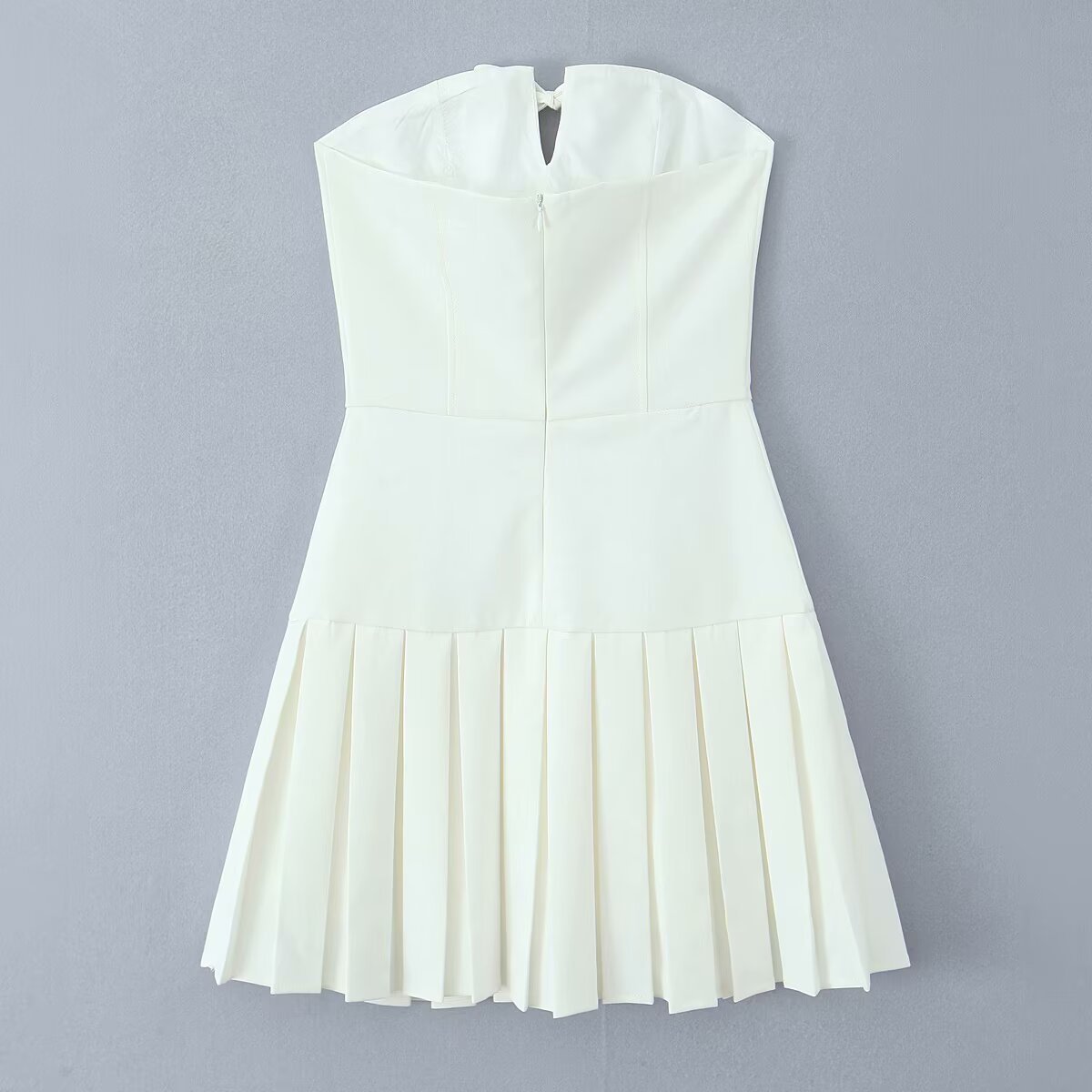 Tube Top Bow Bandage Slim-fitting Patchwork Pleated Dress - Norellé