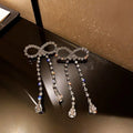 Rhinestone Zircon Square Bow Necklace And Earrings Suite - Norellé
