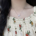 Women's Diamond Bow Heart Necklace High-end Clavicle Chain Simple And Versatile Jewelry - Norellé