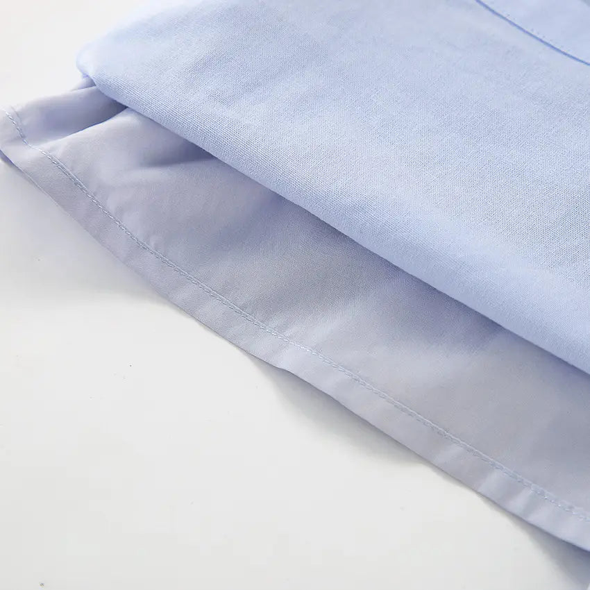 Blue Cotton Linen Sleeveless Waistcoat Vest Trousers Suit