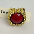 Large Resin Gemstone Open Ring Female Mid-ancient Wide Version Gold - Norellé