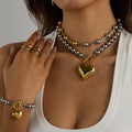 Color Matching Ornament Stainless Steel Heart Necklace - Norellé