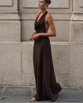 Slim Brown Women Sleeveless Backless Maxi Dress - Norellé