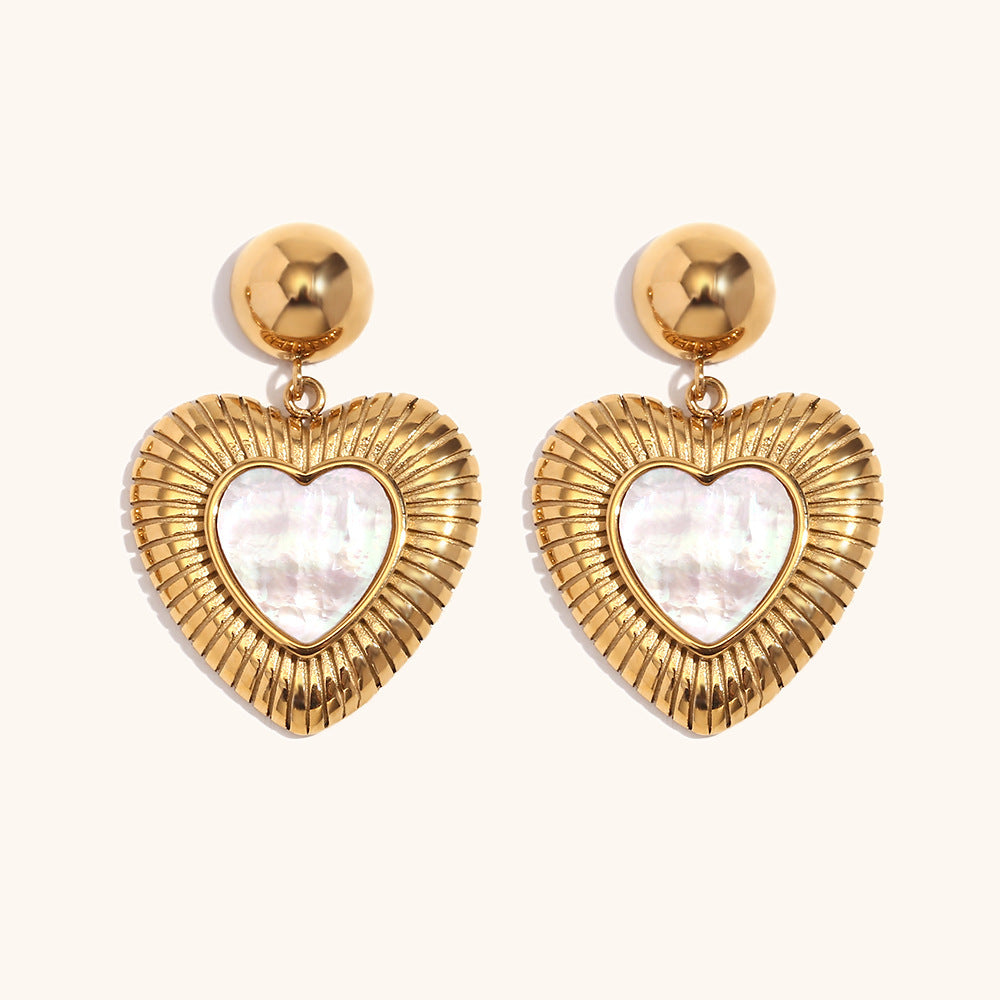 Retro Stainless Steel Gold Shell Light Earrings For Women - Norellé