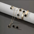 Five Petal Flower 5-piece Necklace Brace Lace Bracelet Stud Earrings Ring - Norellé