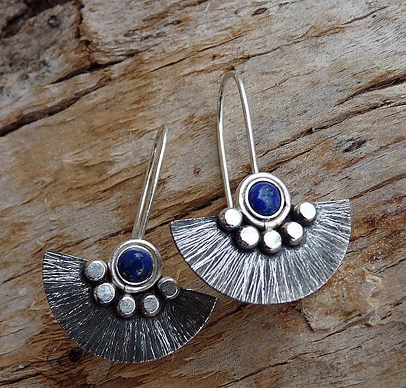 Ethnic Style Retro Semicircle Fan-shaped Metal Alloy Earrings - Norellé