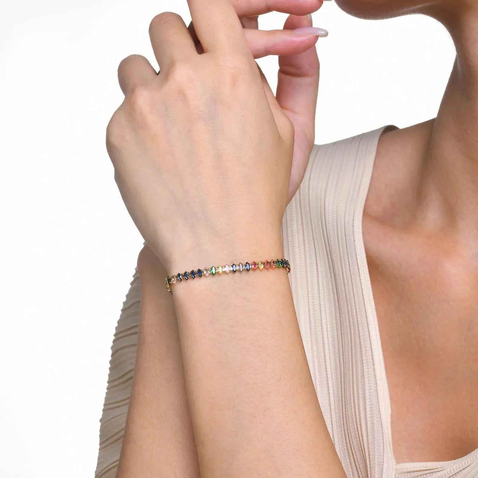 Women's Stainless Steel Rainbow Color Zircon Bracelet - Norellé