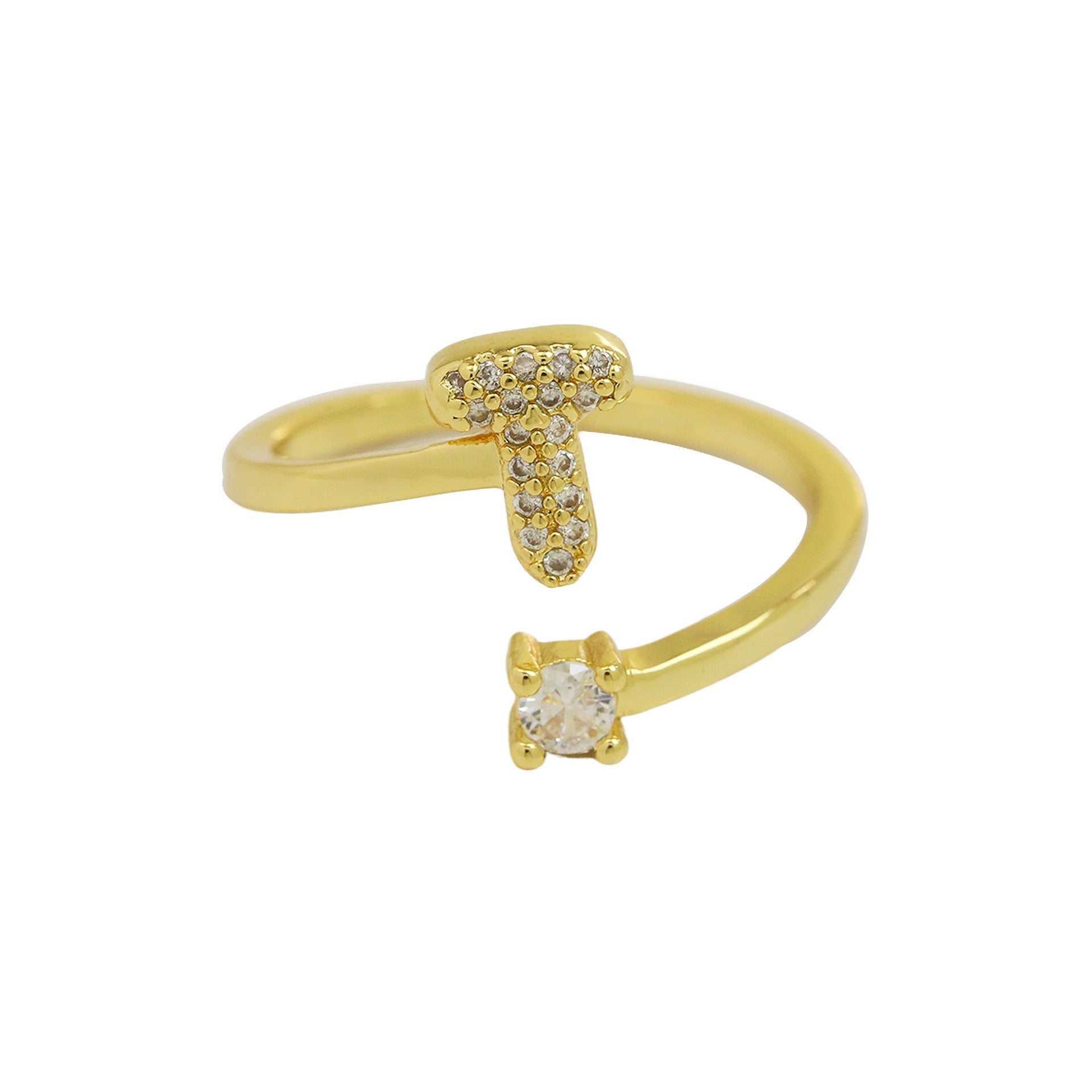 Cute 26 English Letters Open Adjustable Personality Ring - Norellé