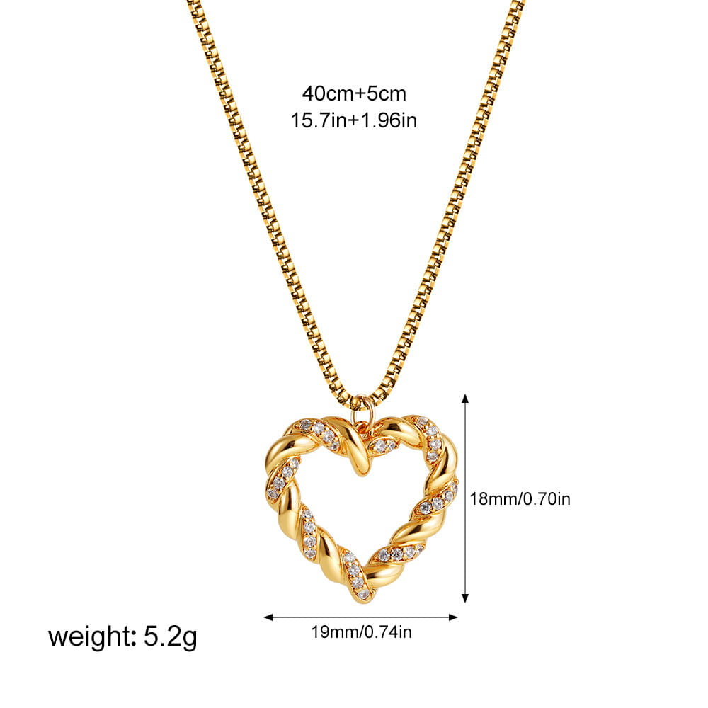 Stainless Steel Micro Inlaid Zircon Love Twist Necklace
