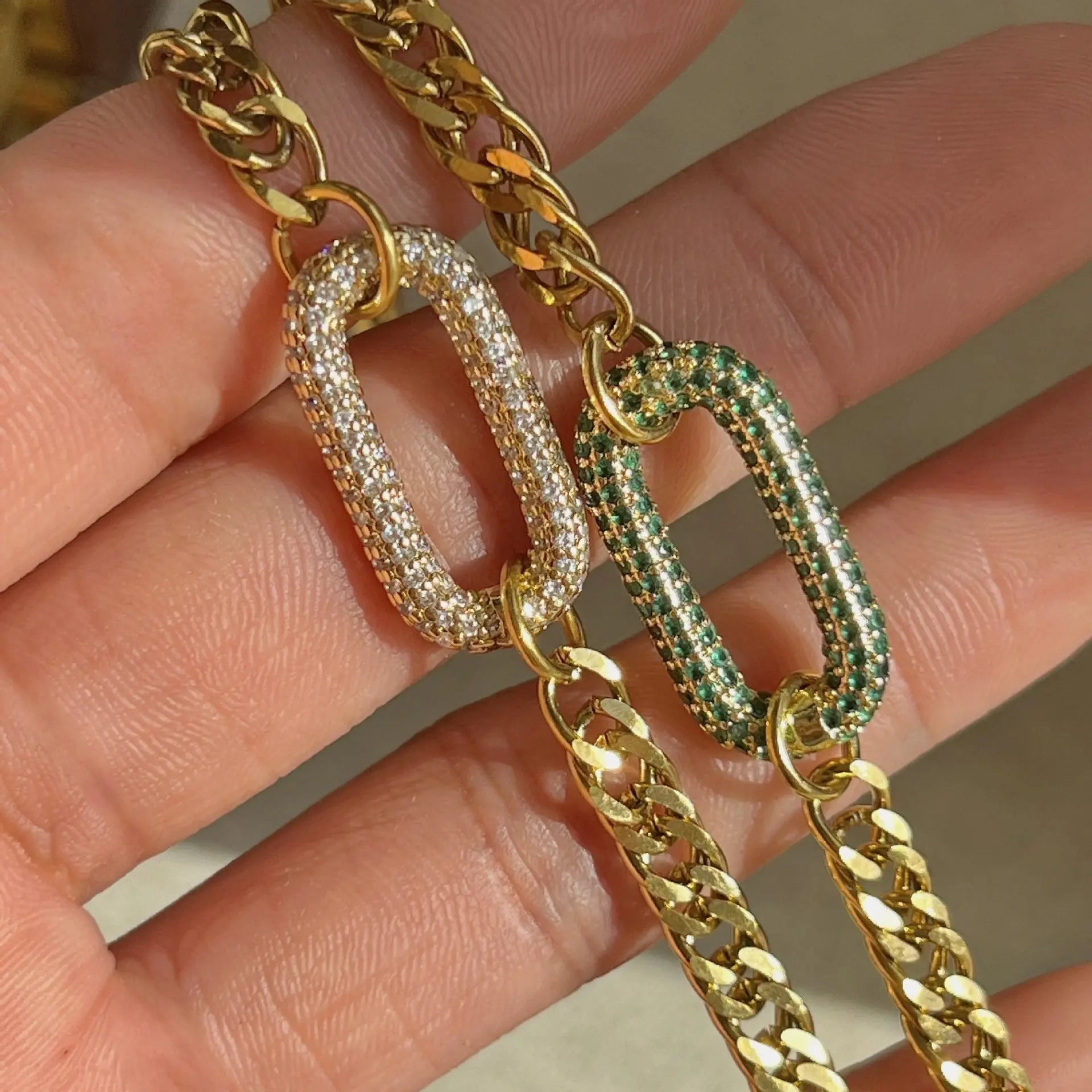 New Full Diamond Necklace Punk Rock Diamond-embedded Geometric Clavicle Chain - Norellé