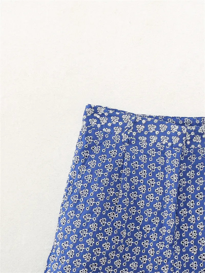 Embroidered High Waist Shorts