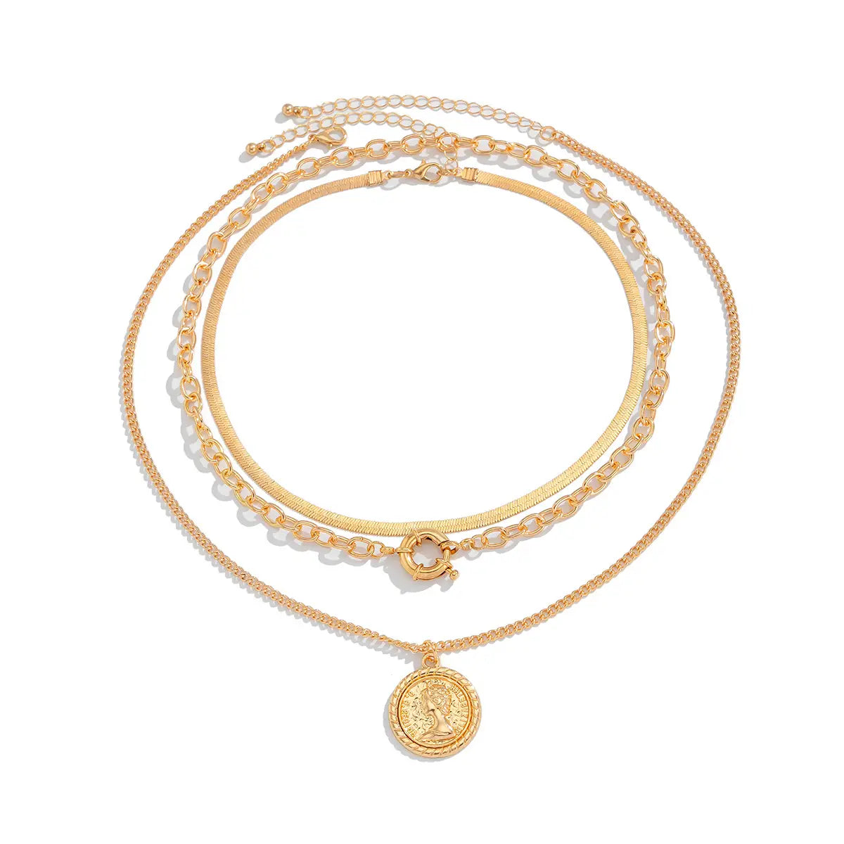 Vintage Ins Portrait Pendant Necklace Suit