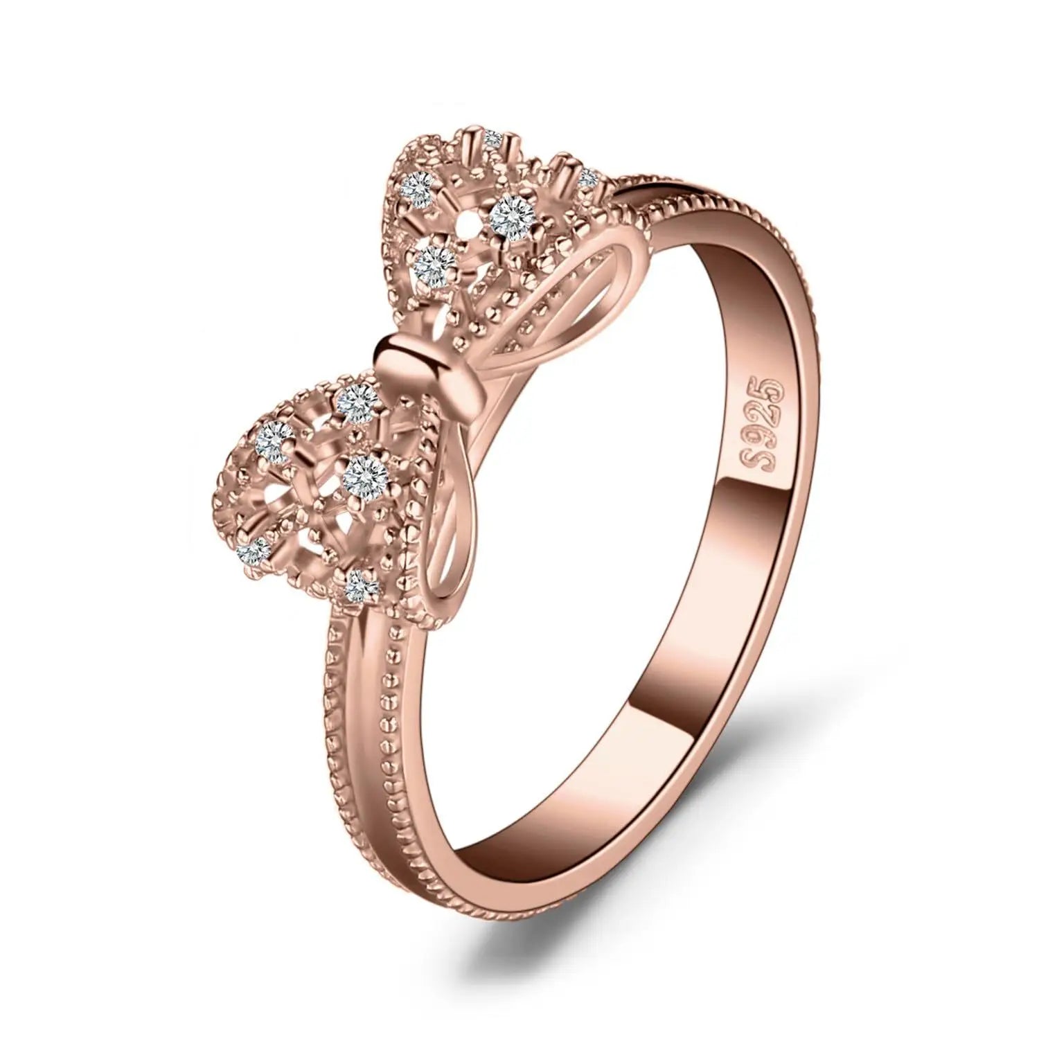 Three-dimensional Bow Ring Women’s Rose Gold Simple