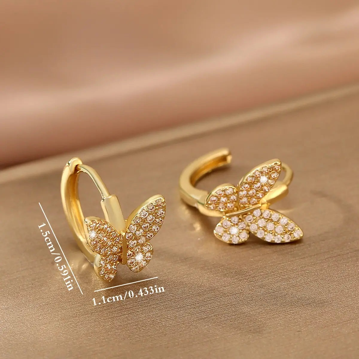 Fashion Copper Inlaid Zirconium Butterfly Ear Ring Niche