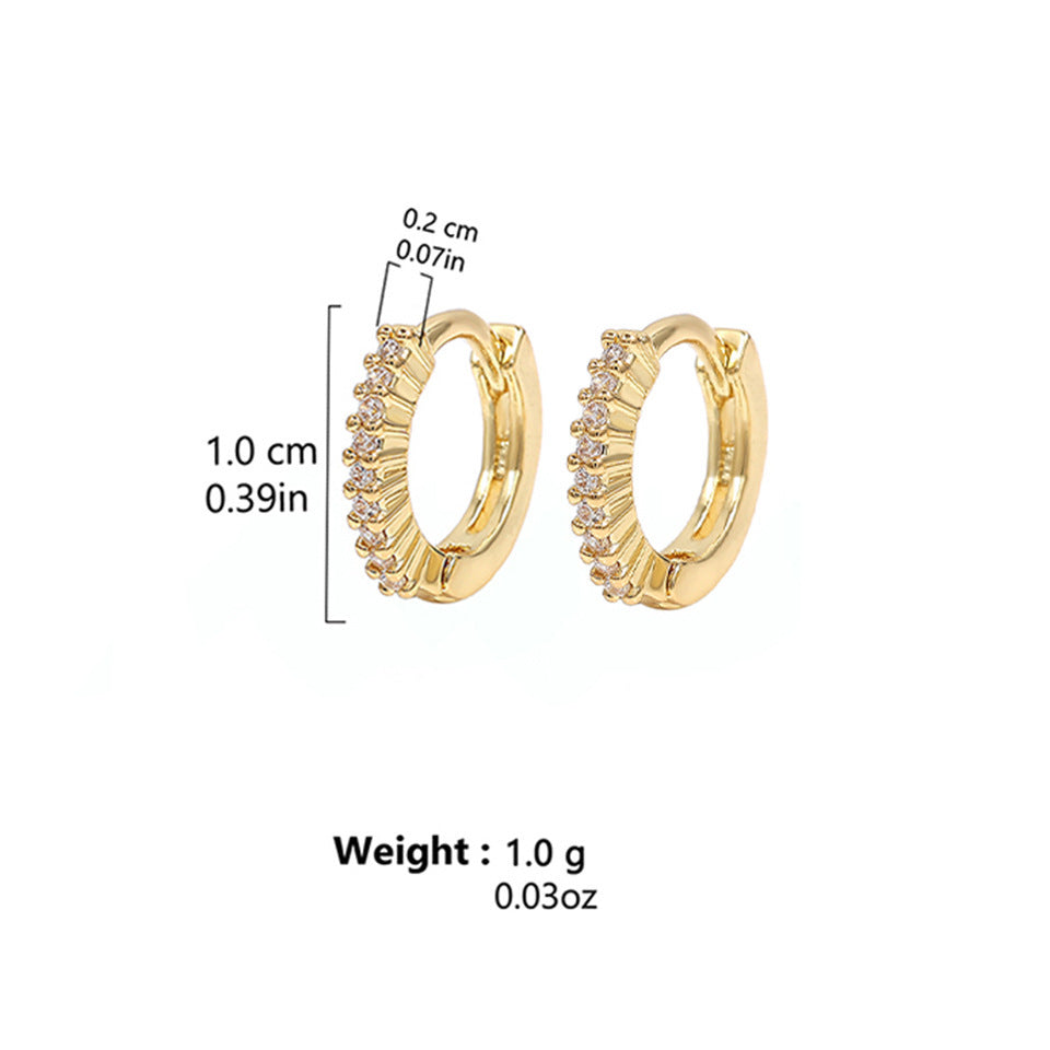 Integrated Rhinestone Zircon Niche Gang Drill Simple Earrings - Norellé