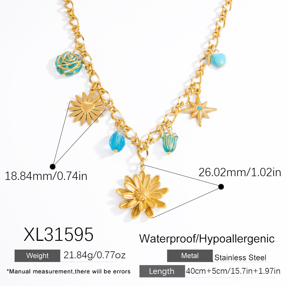 Double-layer Twin Titanium Steel Pendant 18K Gold Color-preserving Clavicle Chain - Norellé
