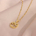 Retro Casual Copper Inlaid Zircon Gold Plated Tree Of Life Pendant - Norellé