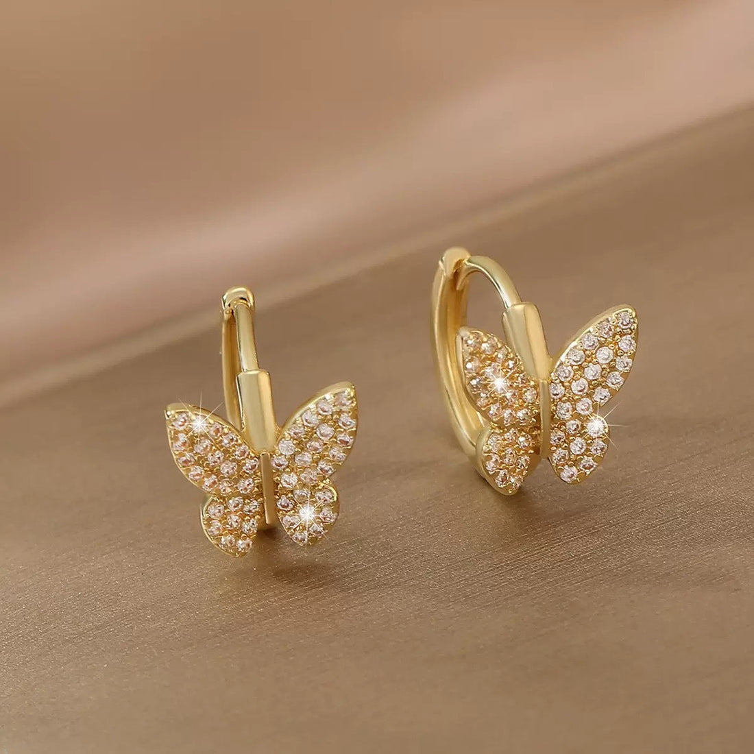 Fashion Copper Inlaid Zirconium Butterfly Ear Ring Niche - Norellé
