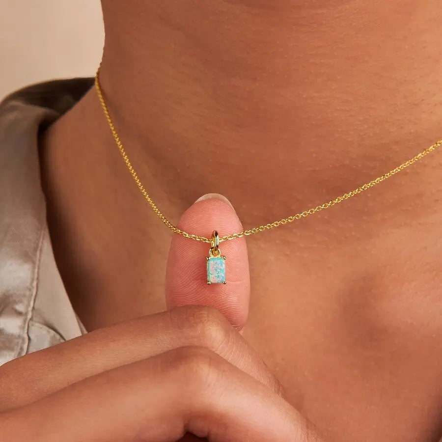 Rectangular 12month Birthday Stone Pendant Colorful Zircon Clavicle Chain - Norellé