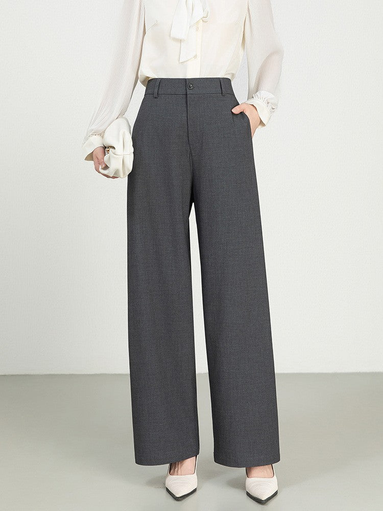 Cotton And Linen High Waist Suit Straight Wide-leg Pants - Norellé