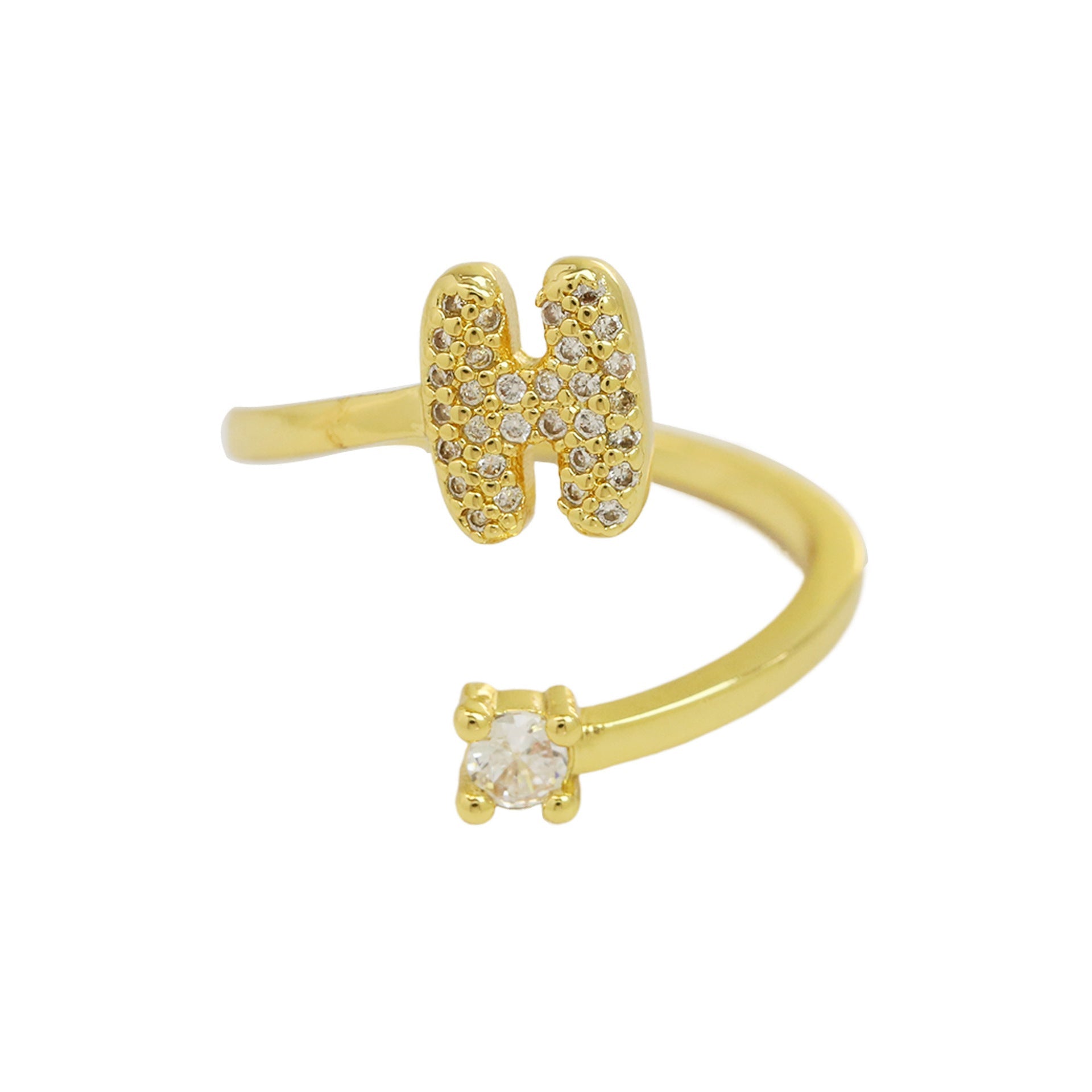Cute 26 English Letters Open Adjustable Personality Ring - Norellé