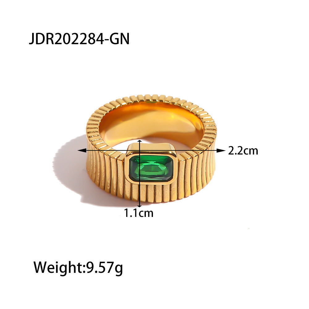 Non-fading Square Diamond Vertical Pattern Ring Retro Rib - Norellé