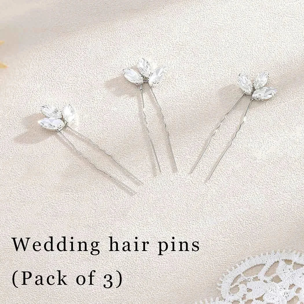 3Pcs Bridal Tiaras U-shaped Hairpin - Style 1