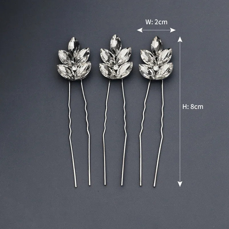 3Pcs Bridal Tiaras U-shaped Hairpin - Style 11